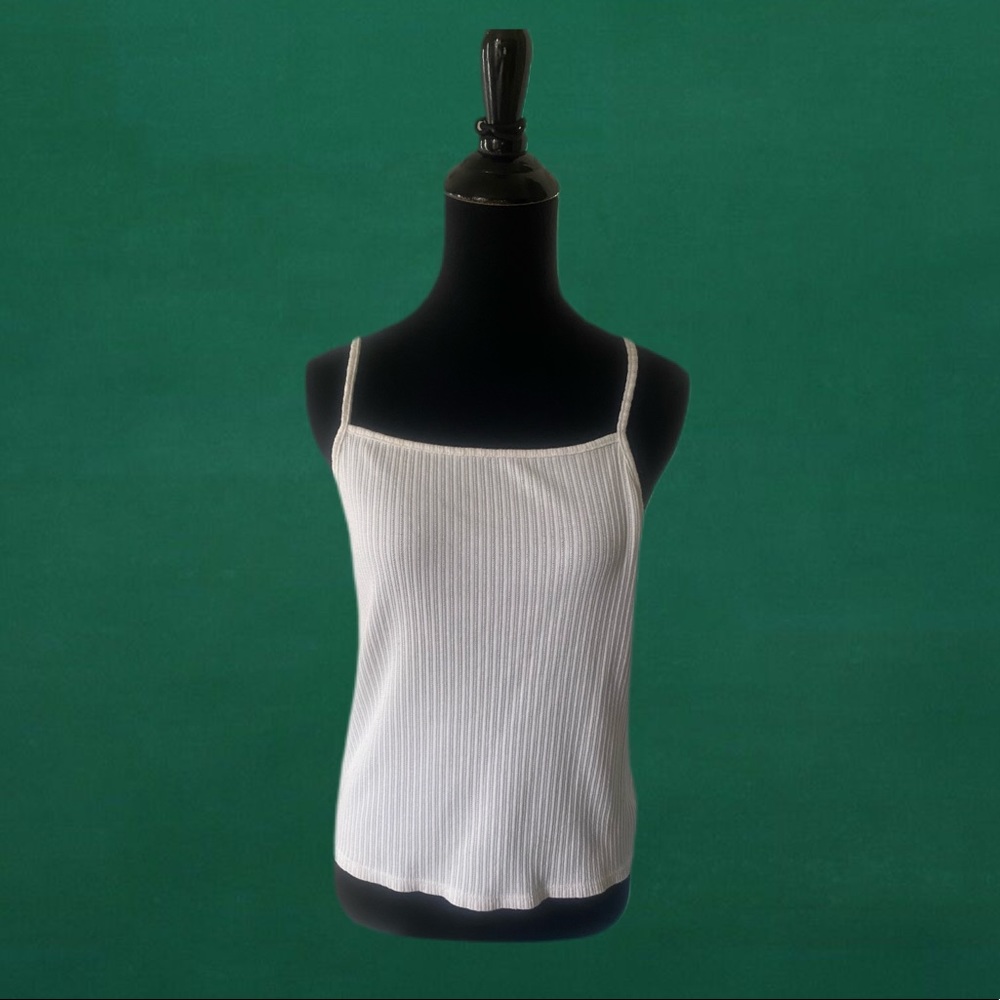 American Eagle Ribbed White Tank Top